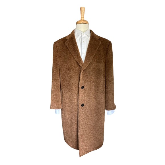 Caruso Current Brown Alpaca Wool Topcoat Size Mens 46R Excellent